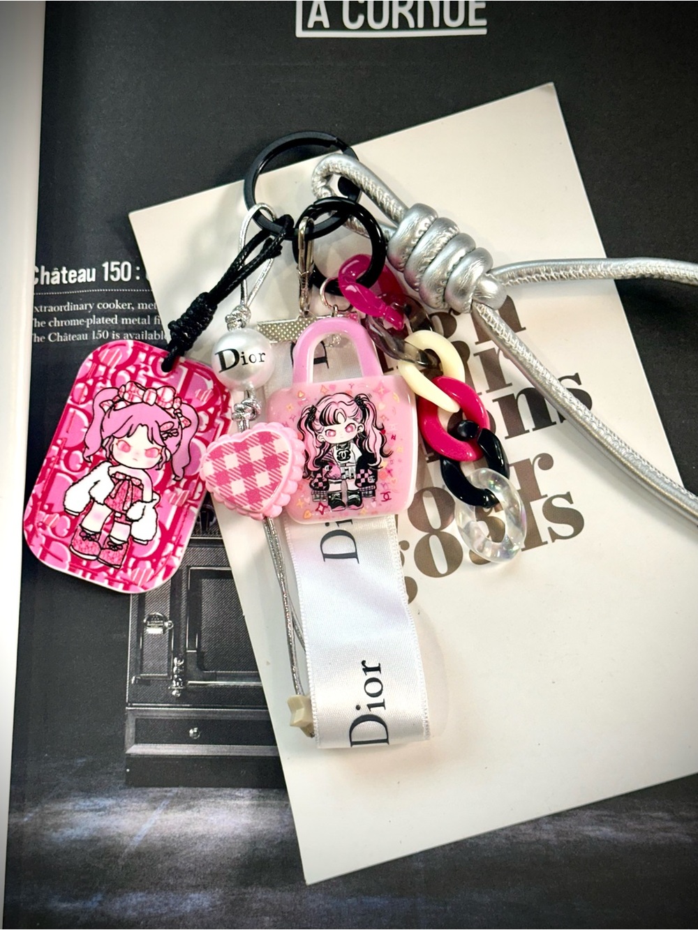 Authentic CD Ribbons Pink Character Charm Keychain Accessory - Picture 2 of 3